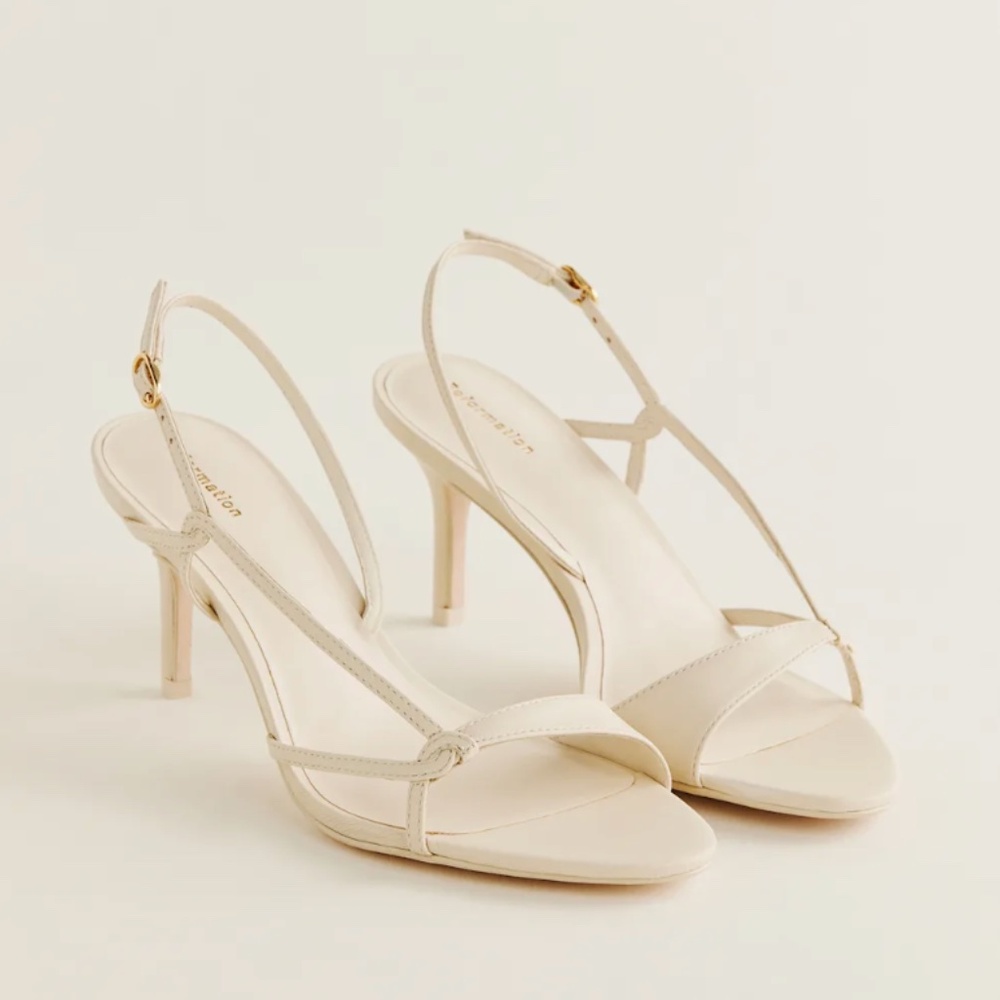 Reformation Nino Slingback Heeled Sandal - Almond Leather - Size 7